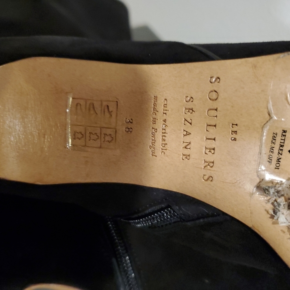 Sézane Les Souliers Black Suede Knee High Boots Portugal - Picture 6 of 11